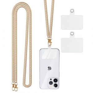 Coiwxmoi Tour de Cou Telephone Portable Universelle avec 2 Patchs, Lot de Universal Cordon Telephone Portable Collier de Longe pour Cou et Poignet, Compatibles avec Plupart des Smartphones, Or (TERRA NOVA DISTRIBUTORS, neuf)