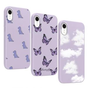 Yoedge 3 Pi&egrave;ces Coque pour iPhone XR 6,1", Ultra Fine Souple Silicone TPU avec Aesthetic Motif Papillon Design &Eacute;tui pour Filles Femmes, Antichoc Anti-Rayures Bumper Protection Housse pour iPhone XR (Lei Xiao, neuf)