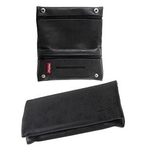 HIBRON Blague a Tabac, Pochette de tabac a rouler, en Cuir, Noir (GOLDEN FIRE, neuf)