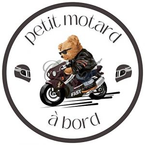 Autocollant Bébé à Bord - Petit Motard Sportive noire (PRINT CORNER, neuf)