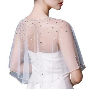 DINSOAVR Écharpes et châles, robe de soirée courte en tulle, châle pour mariée, châle de mariée, châle de mariée, châle de plage, de soirée, de fiançailles, d'événement (guangzhoujucikejiyouxiangongsi, neuf)