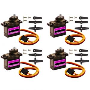 Greluma 4 Pcs Kit de Micro servomoteur 9G &agrave; Engrenages m&eacute;talliques pour Voiture, Robot, h&eacute;licopt&egrave;re RC, Mini servos pour Projet Arduino (Lumatech-EU, neuf)
