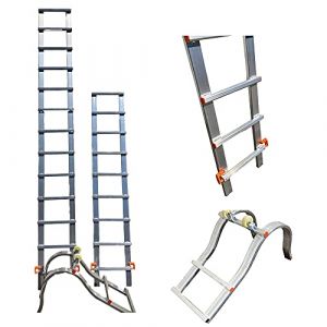 Echelle de Toit Facile à Installer, légère et résistante - Lot 2 Rallonges + 1 Crochet - 5,90 m de Haut - Aluminium - Sécurité et Stabilité pour Travaux en Hauteur (Ami-hauteur, neuf)