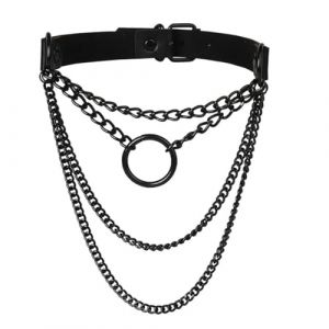 Choker Punk Gothique Cuir, Punk Colliers, Charme Collier réglable Collier pour Les Femmes, Ras de cou à Chaîne Cercle Collier Rock Femme Homme Réglable, Réglable en Couches Choker Bijoux (TQP CADEAU SARL, neuf)