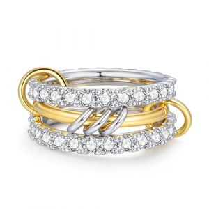 Joo&Rind Bague Femme Or Bague 3 Anneaux Entrelac&eacute;s 14 Carats Plaqu&eacute; Empilables Multi-Maillons Connect&eacute;s Bagues Bijou Cadeau pour Femmes (Joo&Rind Jewelry, neuf)