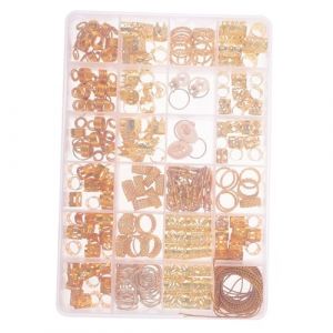 BAZEITFLOW 257 pi&egrave;ces Anneaux de Cheveux Dor&eacute;s pour Tresses Bijoux Tresse Accessoires L&eacute;gers et R&eacute;utilisables pour D&eacute;coration de Cheveux pour Dreadlocks et F&ecirc;tes (KINING, neuf)