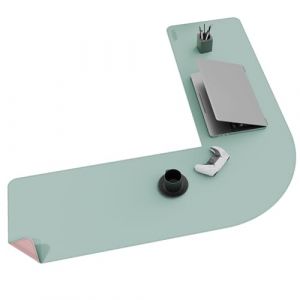Vyaaa Sous-main en forme de L (100,1 cm + 100,1 cm) x 33 cm, tapis de bureau r&eacute;versible en forme de L, pour ordinateur, jeux, &eacute;criture, maison et bureau (vert et rose) (Vyaaa Desk Mat Direct, neuf)