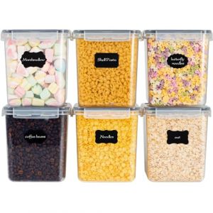 MUUKAIII 2,5L Boite Rangement Cuisine Lot de 6, Bo&icirc;te Hermetiques Alimentaires en Plastique Sans BPA, Organiseur de Cuisine pour Farine Sucre Cereales P&acirc;tes, Boite de Conservation Alimentaire (SOFT SMILE LIMITED, neuf)