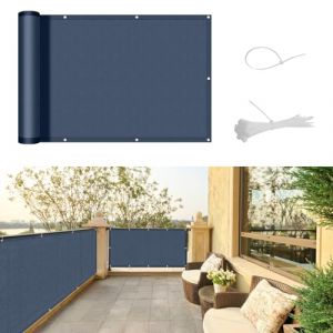 SUNNY GUARD Brise Vue Balcon 90x600cm Cache Vue Balcon,Protection UV,Coupe-Vent et Imperméable,pour Terrasse Jardin Balcon Patio,avec Attaches de câble,Bleu Foncé Anthracite (Shodwell, neuf)