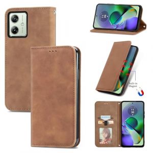 Cracedily Coque pour Motorola Moto G54 5G / Moto G64 5G Pochette, Etui Protection Housse Premium en Cuir PU, Etui à Rabat Pochette de Portefeuille Étui pour Motorola Moto G54 Case, Café (Cracedily, neuf)