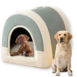 Grand lit 2 en 1 pour chien et chat, luxueux, calmant et chaud, anti-anxiété, lavable, base antidérapante (vert, 42 x 32 x 31 cm) (Waigg Kii, neuf)