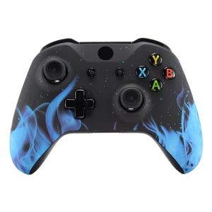 eXtremeRate Coque Avant de Remplacement pour Xbox One S/X Manette, Coque Avant avec Motifs pour Xbox One S/X Manette (Modèle 1708), Flamme Bleue (Easequote-Store, neuf)