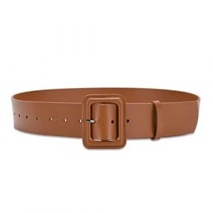 LumiSyne Femme Large Ceinture en Cuir Couleur Unie Classique Grande Boucle Carr&eacute;e pour Taille Haute Dame Vintage - Pour Robe Chemise Combinaison Manteau (granhulgy O&Uuml;, neuf)