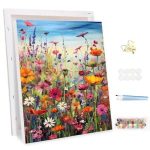 MEIYUDA Peinture par Numero Adulte avec Cadre Inflorescence Fleur, DIY Kit Peinture Pinceaux Peinture de Dessin de Pigment Acrylique, Loisirs Cr&eacute;atifs Adultes Decoration Maison Cadeau 30x40cm (JINBEIKANG, neuf)