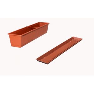 Fuchs seit 1895 Jardini&egrave;re de balcon standard avec soucoupe assortie, couleurs : terre cuite, longueur : 80 cm (Fuchs Versand 24/7 GmbH, neuf)