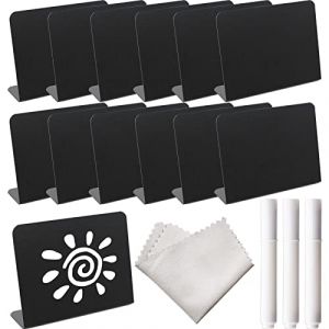 Mini Tableau Noir, Mini Panneau D'affichage, 12 Pièces Mini Ardoise Plastique, 10*7.5cm，Mini Tableaux Noir, Mini Tableau Noir Table, pour Buffet, Mariage, Boulangerie, Fête, Petit Tableau Noir (GLRRECOM LTD, neuf)