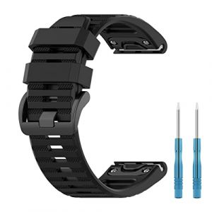 HOMTERN Bracelet compatible avec Garmin Fenix 6X/6X Pro/6X Sapphire, Fenix 5X/5X Plus/5X Sapphire, Fenix 3/3 HR, Tactix Delta/Enduro, 26 mm de large et flexible en silicone (HengChuan-EU, neuf)