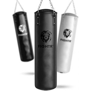 Sac de Frappe FIGHTR® Premium - Confort de Frappe élevé et très Robuste - Sac de Frappe Suspendu Non rempli/rempli 120x35cm avec chaîne Lourde pour la Boxe, Les Arts Martiaux, Le MMA. (FIGHTR, neuf)