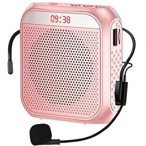 Portable Amplificateur de Voix pour Enseignants, 2200mAh Rechargeable Amplificateur de Son Système PA Micro Haut Parleur pour Enseignants,Réunion,Guide Touristique,Yoga,Salle de Classe (Rose) (VOVIGGOL EU, neuf)
