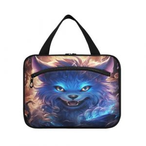 Linnyio Hérisson Bleu Cool Trousse de Toilette de Voyage Suspendue Maquillage,Grande Capacité Pliable Rangement Sacs de Lavage pour Femmes Filles (Linnyio, neuf)