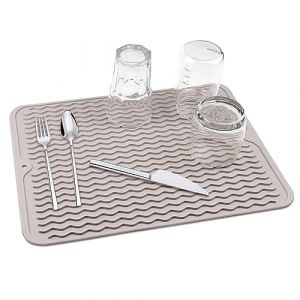 Tapis &eacute;gouttoir &agrave; Vaisselle 40x30cm Tapis de S&eacute;chage de Vaisselle, Tapis &eacute;gouttoir pour &eacute;vier, Tapis Anti-d&eacute;rapant pour Lave-Vaisselle, Grand Tapis R&eacute;sistant &agrave; la Chaleurse (Marron Gris) (auriikoop, neuf)