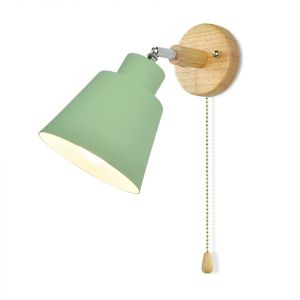 Applique Murale Avec Interrupteur à Tirette Rotation Libre à 350° Lampe De Chevet RéTro Moderne Macaron Applique En Bois E27 Applique Murale Interieur Convient Pour Salon Et Chambre (Green) (LZGS Go Swing Bands, neuf)
