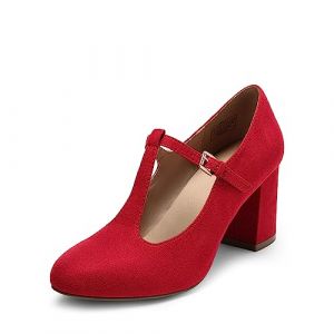 DREAM PAIRS Escarpins Femme Mary Jane Polyvalents et El&eacute;gants Chaussure &agrave; Talon avec la Bride en T,Size 40,Rouge,DPU211 (dreampairsEU, neuf)