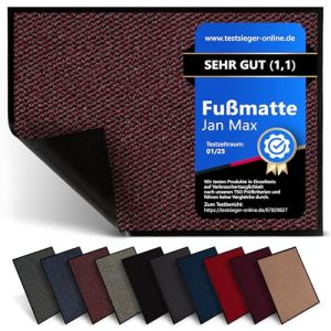 Jan Max Paillasson, Tapis de Sol antid&eacute;rapant, Tapis de Porte d'entr&eacute;e, Moyen, 80 x 120 cm, Noir Gris Anthracite (Kramer Trading, neuf)