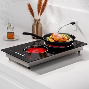 Argyolas Plaque de cuisine &eacute;lectrique &agrave; deux feux infrarouges pour cuisiner, cuisini&egrave;re de 3000 W Domino &agrave; ins&eacute;rer, cuisini&egrave;re &agrave; deux &eacute;l&eacute;ments chauffants, cuisine int&eacute;gr&eacute;e &agrave; 230 V (JingChang Home, neuf)
