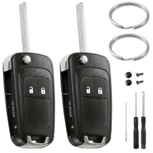 2 Pièces Coque Clé de 2 Boutons Compatible avec Opel Adam Astra Insignia Meriva Mokka Zafira et Chevrolet Cruze Aveo Orlando Spark Trax Captiva Matiz Cle Télécommande Boitier Clef de Voiture (JJCHQ, neuf)