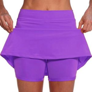 Jupe Short Femme 2 en 1 Jupe pour Femme avec Poche Décontracté Jupe Courte Femme Elastique Jupe de Pantalon Femme Respirant pour Golf Tennis Jupe-Culotte Taille Moyenne Pour Femmes S-XXL (usitable, neuf)