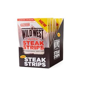 Wild West Steak Strips, 16 x 25 g de viande de boeuf d&eacute;shydrat&eacute;e, b&oelig;uf Jerky haute prot&eacute;ine, collation prot&eacute;in&eacute;e (Warenhaus Ebeling, neuf)