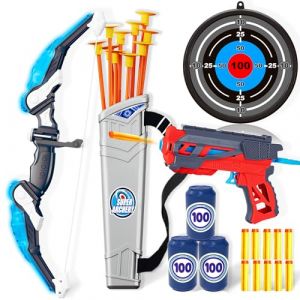 Doloowee Ensemble Arc et FlèChe pour Enfants avec LumièRes LED，Jouets d'extérieur pour Le Jardin，Kit Jouet pour Garcon Fille 4-12 Ans (Doloowee, neuf)