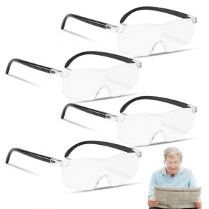 4 Pièces 300% Lunette Loupe Grossissante, Loupe de Lecture Lunette, Anti Lumière Bleue Lunettes Loupe Mains Libres, Portable Loupe à Montage sur Tête pour la Lecture, Couture, Regarder les Ordinateurs (hejiuwenhua, neuf)