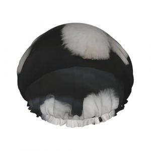 Bonnet de douche imperméable à bande élastique, bonnet de douche réutilisable à double couche pour femmes,Bichon frisé Chiens blancs Animaux de compagnie Chiens Bichon frisé (aysr.store, neuf)