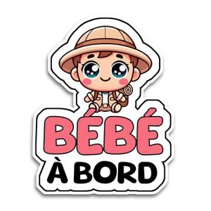 Autocollants B&eacute;b&eacute; &agrave; Bord Voiture, B&eacute;b&eacute; Aventurier 16 x 12.5 cm, Stickers B&eacute;b&eacute; &agrave; Bord R&eacute;sistants aux UV et Waterproof, B&eacute;b&eacute; a Bord Voiture Facile &agrave; Appliquer, Accessoire Bebe &agrave; bord S&eacute;curit&eacute; Voiture (Albastov, neuf)