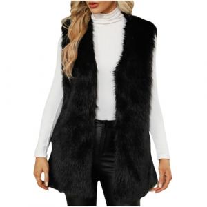 Wyongtao Gilet Femme En Fausse Fourrure Sans Manches Manteau Femme Fourrure Épais Et Chaud Veste Polaire Femme Shaggy Sherpa En Peluche Gilet Duveteux Teddy Ample Et Confortable Cardigan Blouson (Wyongtao❖, neuf)