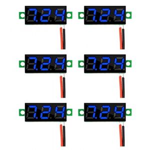 HUAZIZ 6 Pièces Mini Voltmètre, Numérique DC Voltmètre 0.28 Pouce, Panneau 2.4-30V DC 2 Fils Testeur de Tension LED Affichage, Mini Testeur de Jauge de Voltmètre, Bleu, H395 (HUAYUE-EU, neuf)