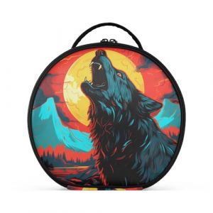 Cool Loup Hurlant Créativité Trousse Sac Cosmétique Circulaire de Maquillage Pochette Sacs avec Cloisons Amovibles pour Voyage Filles (HULAHULA, neuf)
