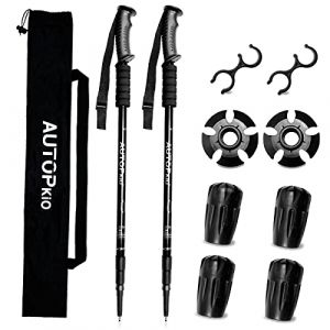 AUTOPkio Baton de Marche Nordique B&acirc;ton de Randonn&eacute;e Telescopique 2 Pcs Aluminium Antichoc R&eacute;glable en 35 &agrave; 135 cm Canne de Marche du Trekking Alpinisme Camping Voyage (ooujhpo, neuf)