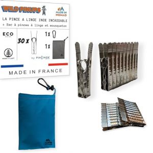 Wild Pinups: 30 Pinces à Linge INOX Incassables Pincinox avec Panier Pince à Linge et Mousqueton. pour Buanderie, Fil à Linge, séchoir à Linge. l'Epingle a Linge Solide, Durable à Vie, Made in France (eTAIL Distribution, neuf)
