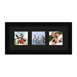Cadres Photos pêle mêle multivues Noir 3 Photo(s) 10x10 Passe Partout, Cadre Photo Mural 38x15 cm Noir, 3 cm de Largeur (RK Cadres, neuf)