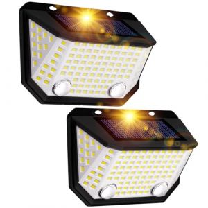 K Kasonic Lampes de Clôture Solaires à Double Capteur, 6500K Lumières Solaires Étanches avec Angle d'Éclairage de 300° pour le Jardin, Lot de 2 Lumières Solaires Murales Extérieures pour la Maison (CostechUK, neuf)