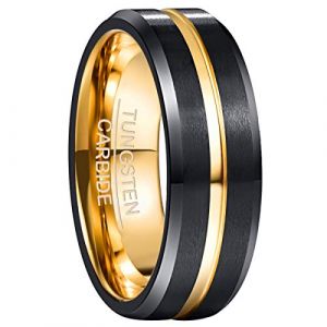 NUNCAD Bague Homme/Femme en Tungst&egrave;ne avec I LOVE YOU Or Rose/Bleu/Noir/Argent&eacute;/Noir/Brun 8mm Taille 72(22.9) (NUNCAD FR, neuf)
