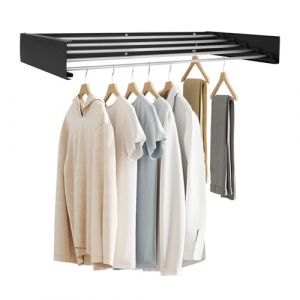 Sinbide S&eacute;choir &agrave; Linge Mural, &Eacute;tendoir &agrave; Linge R&eacute;tractable, S&eacute;choir &agrave; Linge Pliable pour Int&eacute;rieur et Ext&eacute;rieur, Economiseur d'espace Design Compact et &Eacute;l&eacute;gant (Noir, 80cm) (sinbide-fr, neuf)