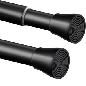 Tringle de douche sans per&ccedil;age r&eacute;glable sans per&ccedil;age - Tringle &agrave; rideau de douche t&eacute;lescopique pour armoire, salle de bain, balcon, rideau de douche - 48-70 cm &phi;25 mm - Noir (LIEUR, neuf)