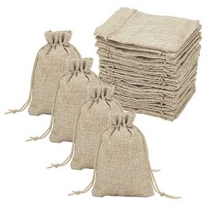 PandaHall 100Pcs Sachets en Jute, Pochettes Sachets en Lin Chanvre avec Cordon Sac de Toile de Jute Sachets de Lavande cadeau invites mariage pour Bijoux Cadeau Mariage No&euml;l, 13.5x9.5cm (PandaHall FR, neuf)