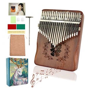Kalimba Piano à pouce Bois portable 21 Clés avec livre de chansons, marteau d'accordage, Doigt Pouce Piano Instrument de musique cadeaux pour adultes et enfants débutants (cloche) (cytop, neuf)