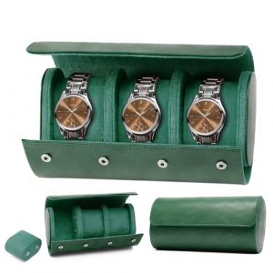 KoGiio Bo&icirc;te &agrave; Montres &agrave; 3 Emplacements, Coffret &agrave; Montres en Cuir PU, &Eacute;crin, &Eacute;tui &agrave; Montre Voyage O&icirc;te de Montres de Voyage Pour Bo&icirc;te de Rangement,Coussinets Amovibles - Vert (YiisMo Elec Shop, neuf)
