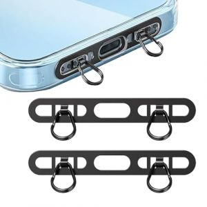 UIEXAY 2pcs Languette d'Attache pour T&eacute;l&eacute;phone, Double Clip M&eacute;tal Patch Dragonne Cordon Rechange T&eacute;l&eacute;phone Portable Sans Obstruction Charge Sans Adh&eacute;sif(Noir) (Behaodian Store, neuf)